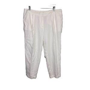 NEW Loft 12 Linen Marisa Cropped White Tapered Leg Pants Office Career Beachy